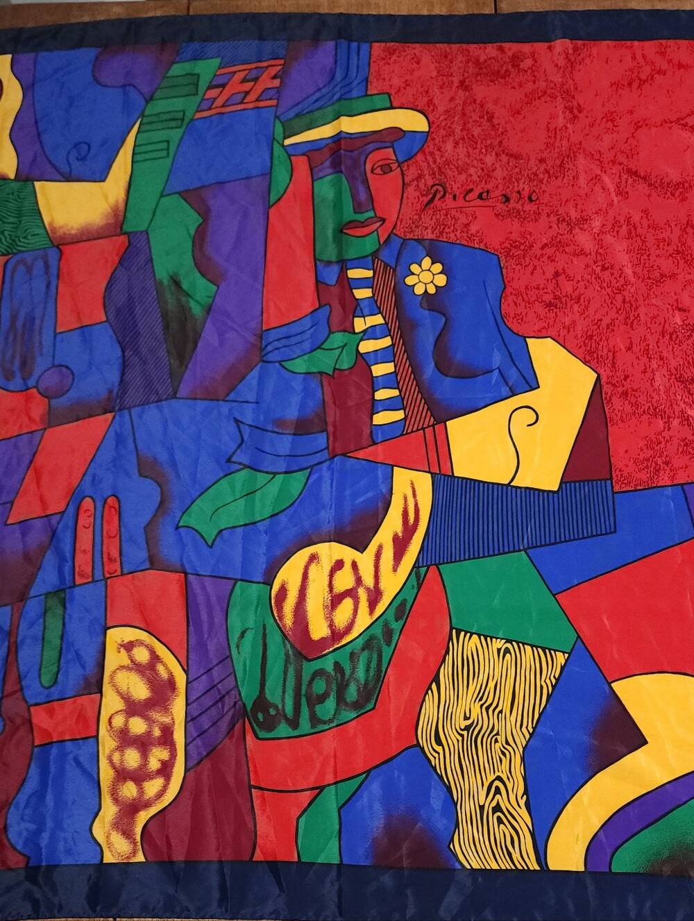 Vintage Picasso Silk Scarf 33x34 Cubist Art Print Made in France